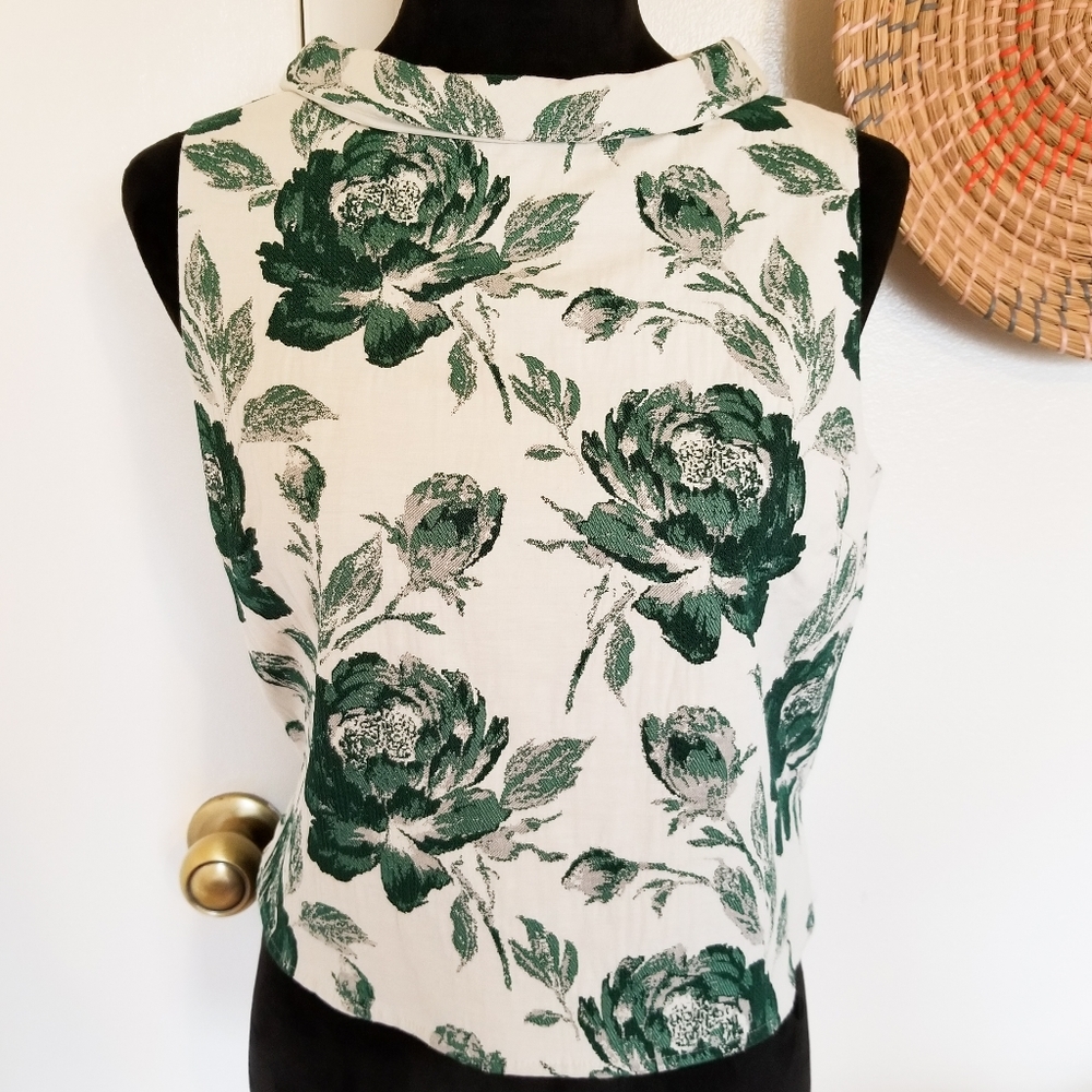 Eva Mendes New York & Co Green White Floral Blouse